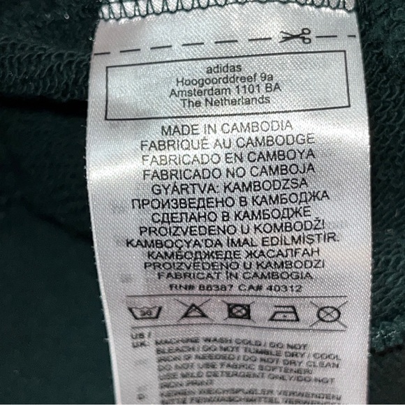 Adidas dark Green Sweatshirt arm tape Hoodie Mens Vented Trefoil Pocket Cotton S - Picture 12 of 16